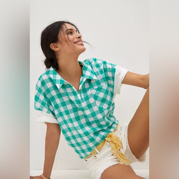 Anthropologie Porridge Golda Gingham Tie-Back Top Blouse Women’s Size Medium M - Picture 2 of 10